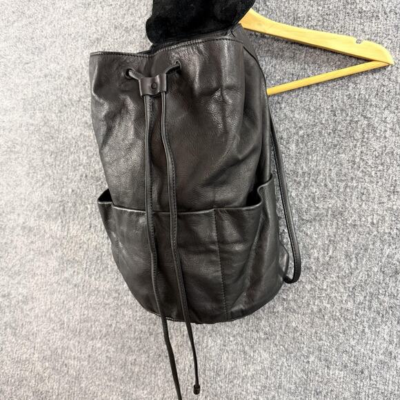 COS Unstructured Leather Backpack Drawstring Black Minimalist Casual Work Travel main image 9